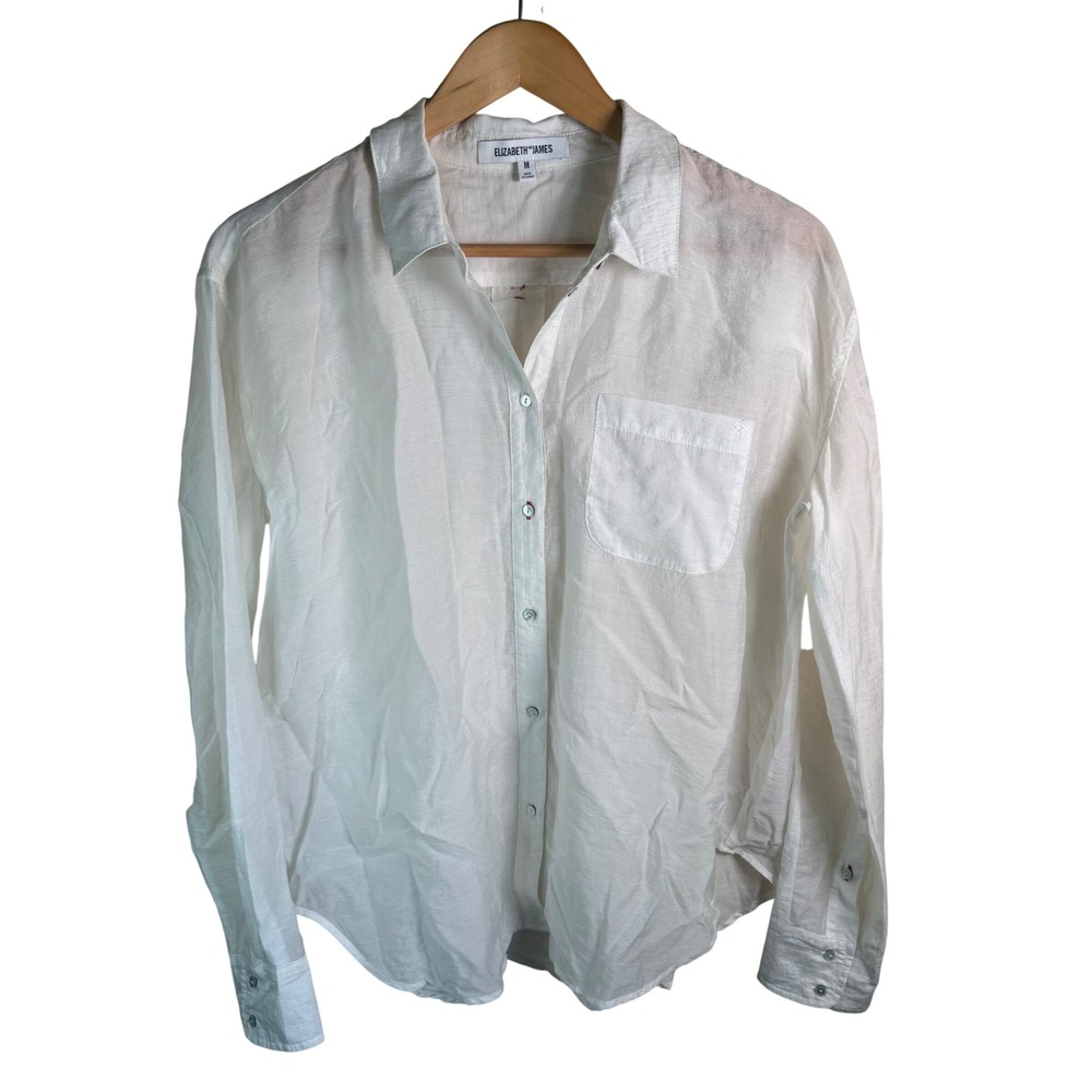 Elizabeth and James Button Down Shirt Womens Medium White Classic Capsule Basic
